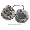 4 Inch Grey Fuzzy Dice with Brown Dots