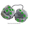 3 Inch Gray Fuzzy Dice with Dark Green Dots