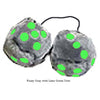 4 Inch Grey Fuzzy Dice with Lime Green Dots