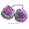 3 Inch Gray Fuzzy Dice with Hot Pink Dots