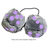 3 Inch Gray Fuzzy Dice with Lavender Purple Dots