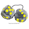 3 Inch Gray Fuzzy Dice with Yellow Dots