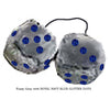 3 Inch Gray Furry Dice with ROYAL NAVY BLUE GLITTER DOTS