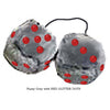 4 Inch Grey Furry Dice with RED GLITTER DOTS