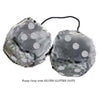 4 Inch Grey Furry Dice with SILVER GLITTER DOTS