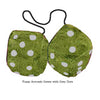 4 Inch Avocado Green Furry Dice with Grey Dots