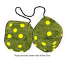 3 Inch Avocado Green Fuzzy Dice with Yellow Dots
