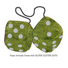 3 Inch Avocado Green Fuzzy Dice with SILVER GLITTER DOTS