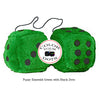 3 Inch Emerald Green Furry Dice with Black Dots