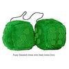 3 Inch Emerald Green Furry Dice with Dark Green Dots