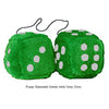 3 Inch Emerald Green Furry Dice with Grey Dots