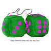 3 Inch Emerald Green Furry Dice with Hot Pink Dots