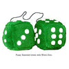 3 Inch Emerald Green Furry Dice with White Dots
