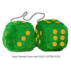 4 Inch Emerald Green Plush Dice with GOLD GLITTER DOTS