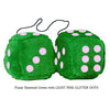 4 Inch Emerald Green Plush Dice with LIGHT PINK GLITTER DOTS