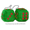 4 Inch Emerald Green Plush Dice with RED GLITTER DOTS