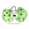 4 Inch Lime Green Fuzzy Dice with Black Dots