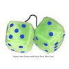 4 Inch Lime Green Fuzzy Dice with Royal Navy Blue Dots