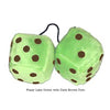4 Inch Lime Green Fuzzy Dice with Dark Brown Dots