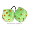4 Inch Lime Green Fuzzy Dice with Light Brown Dots