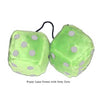 4 Inch Lime Green Fuzzy Dice with Grey Dots