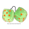 4 Inch Lime Green Fuzzy Dice with Orange Dots