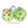 4 Inch Lime Green Fuzzy Dice with Red Dots