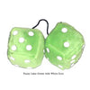 3 Inch Lime Green Fluffy Dice with White Dots