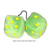 4 Inch Lime Green Fuzzy Dice with Yellow Dots
