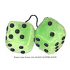 4 Inch Lime Green Fuzzy Dice with BLACK GLITTER DOTS