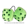 3 Inch Lime Green Fluffy Dice with DARK GREEN GLITTER DOTS