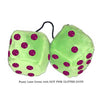 4 Inch Lime Green Fuzzy Dice with HOT PINK GLITTER DOTS