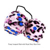 4 Inch Pink Leopard Fuzzy Dice with Royal Navy Blue Dots
