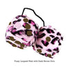 4 Inch Pink Leopard Fuzzy Dice with Dark Brown Dots