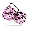 4 Inch Pink Leopard Fuzzy Dice with Light Pink Dots