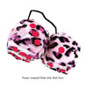4 Inch Pink Leopard Fuzzy Dice with Red Dots
