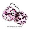 3 Inch Pink Leopard Fluffy Dice with White Dots