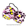 4 Inch Pink Leopard Fuzzy Dice with Yellow Dots