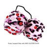 4 Inch Pink Leopard Fuzzy Dice with RED GLITTER DOTS