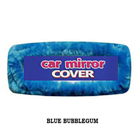 Fuzzy Rear View Mirror Cover - Bubblegum Blue