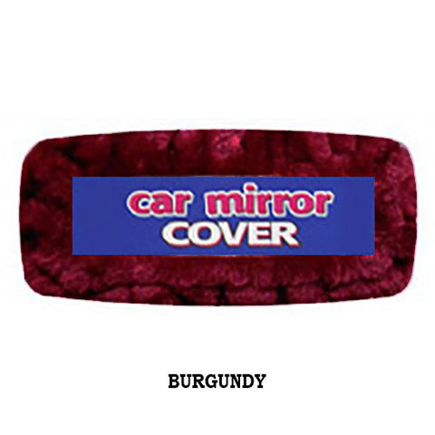 Furry Rearview Mirror Cover -  Burgundy