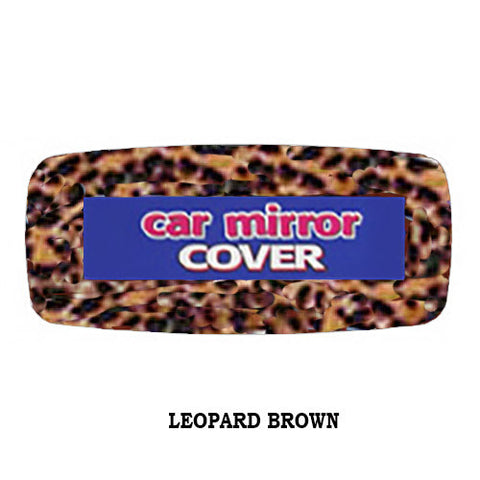 Fuzzy Rearview Mirror Cover - Leopard Brown