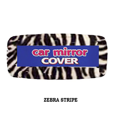 Furry Rear View Mirror Cover -  Zebra Stripe