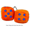3 Inch Orange Fuzzy Dice with Royal Navy Blue Dots