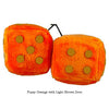 3 Inch Orange Fuzzy Dice with Light Brown Dots
