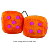 3 Inch Orange Furry Dice with Hot Pink Dots