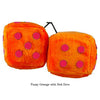 3 Inch Orange Fuzzy Dice with Red Dots