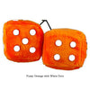 4 Inch Orange Fuzzy Dice with White Dots