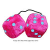 4 Inch Hot Pink Plush Dice with Light Blue Dots