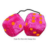 3 Inch Hot Pink Furry Dice with Orange Dots